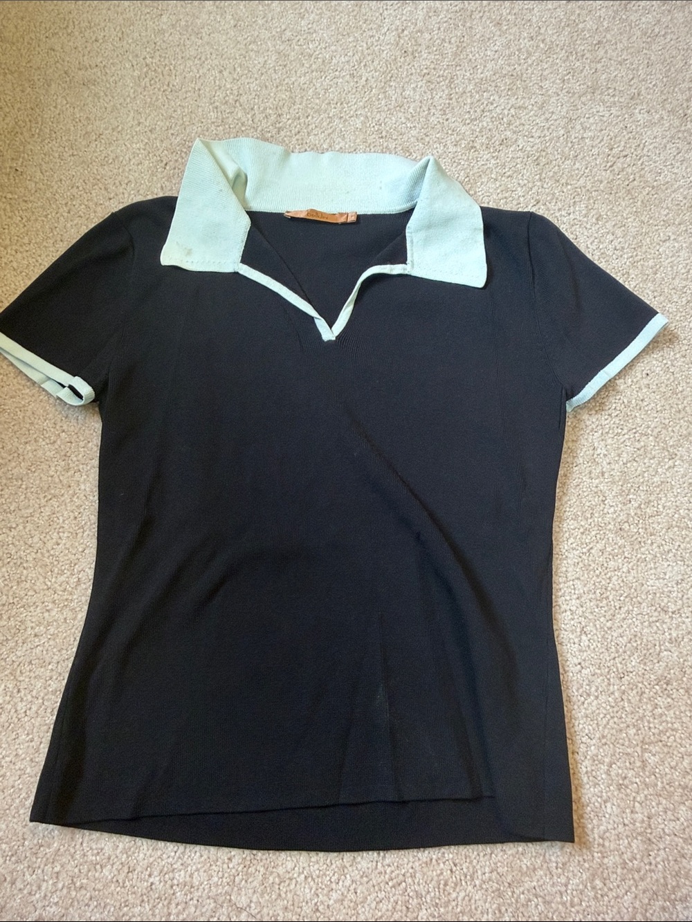 Belldini Black Short-Sleeve Polo Top with Mint Trim
